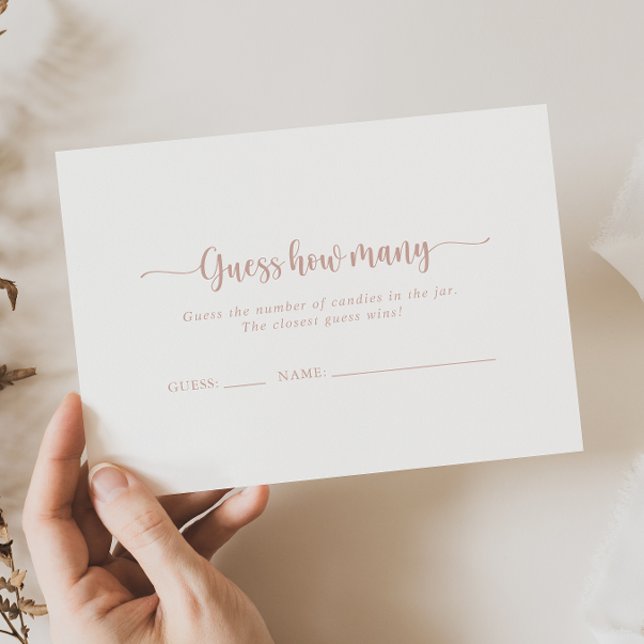 Rose Gold Calligraphy Guess How Many Game Card (Creator Uploaded)