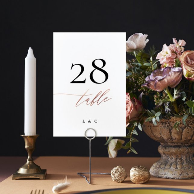 Rose Gold Calligraphy Modern Wedding Table Number (Creator Uploaded)