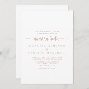 Rose Gold Calligraphy Nuestra Boda Wedding   Invitation