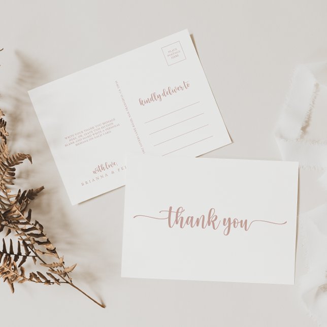 Rose Gold Calligraphy Thank You Postcard (Creator Uploaded)