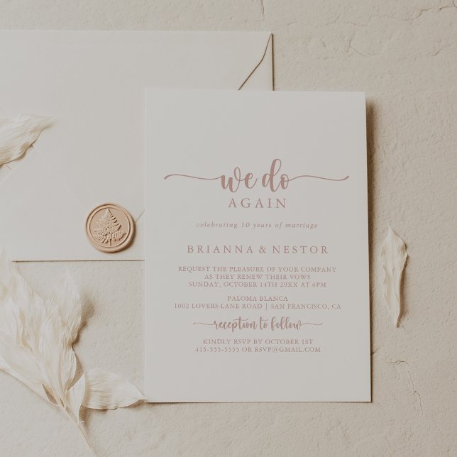 Rose Gold Calligraphy We Do Again Vow Renewal   Invitation (Creator Uploaded)