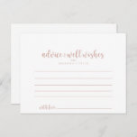 Rose Gold Calligraphy Wedding Advice Card<br><div class="desc">This rose gold calligraphy wedding advice card is perfect for a modern wedding. The simple and elegant design features classic and fancy script typography in rose gold and white.These cards are perfect for a wedding, bridal shower, baby shower, graduation party & more. Personalise the cards with the names of the...</div>