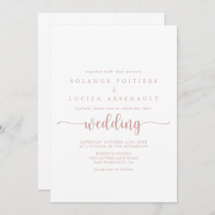 Rose Gold Calligraphy Wedding Invitation