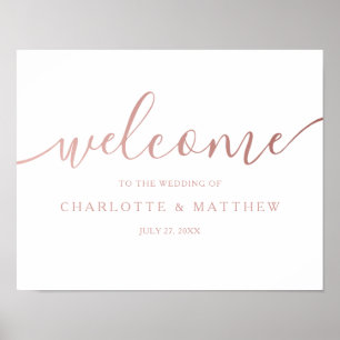 Rose Gold Calligraphy Welcome Wedding Poster