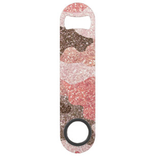 Rose Gold Camo Faux Glitter Camouflage Glam