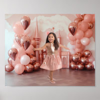 Rose Gold Castle Balloons Photography Background