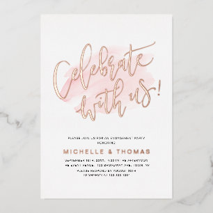 Rose Gold Celebrate With Us Script  Modern Simple