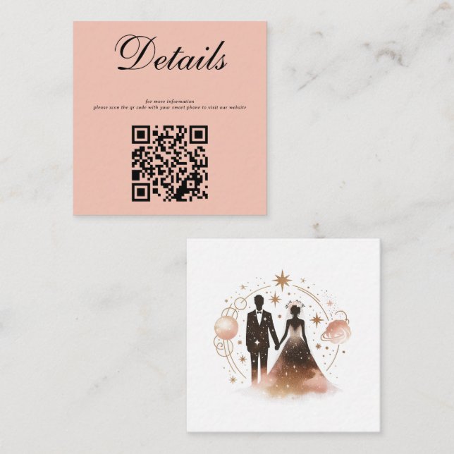 Rose Gold Celestial Wedding Enclosure Card (Front/Back)