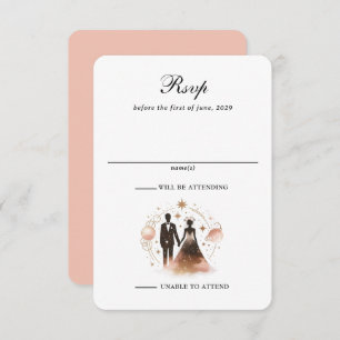 Rose Gold Celestial Wedding RSVP Card