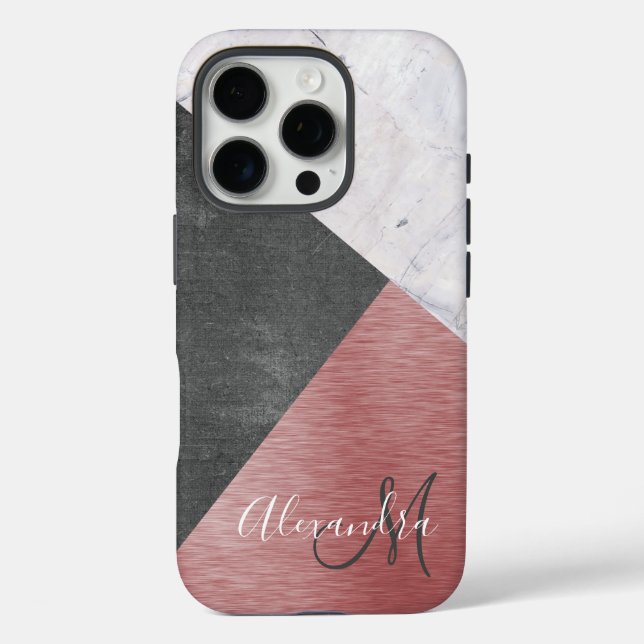 Rose Gold, Chalkboard, & Marble - Add Monogram Case-Mate iPhone Case (Back)