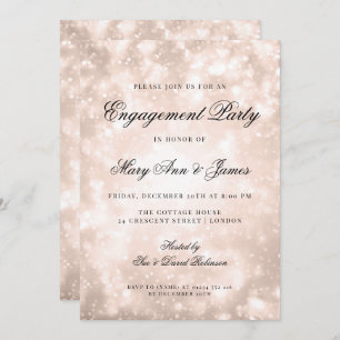 Rose Gold Champagne Bokeh Elegant Engagement Party Invitation