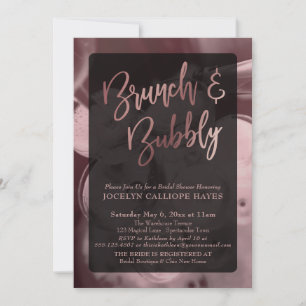 Rose Gold Champagne Brunch & Bubbly Handwriting Invitation