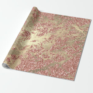 Rose Gold Champaigne Marble Glitter Metal Strokes Wrapping Paper