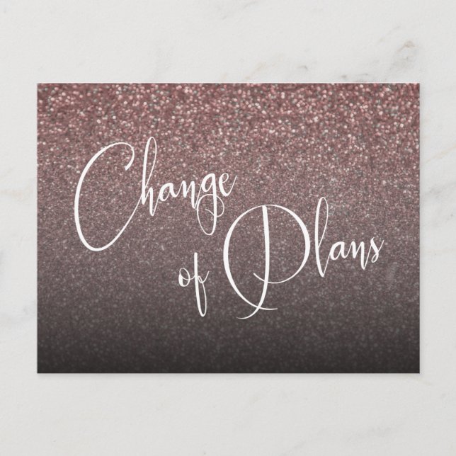 Rose Gold Change of Plans Postponed Wedding Postcard (Front)