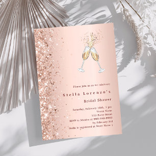 Rose gold cheers party Bridal Shower Invitation