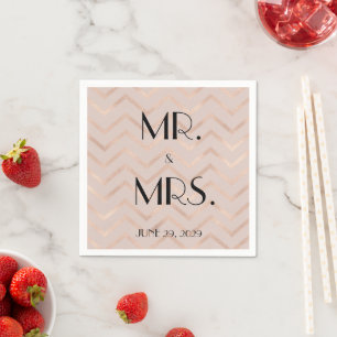 Rose Gold Chevron Wedding Napkins