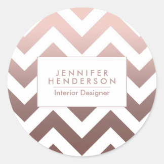 Rose Gold Chevrons Classic Round Sticker