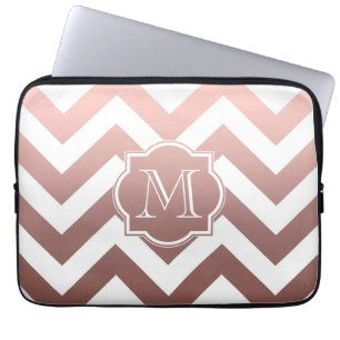 Rose Gold Chevrons Monogram Laptop Sleeve