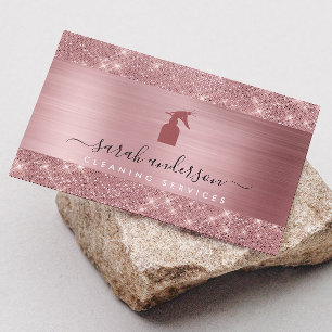 Rose Gold Chic Cleaning Services Business Card