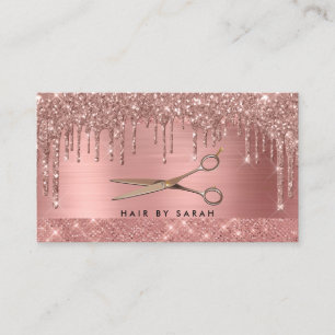 Rose Gold Chic Glitter Drips Hair Business Card