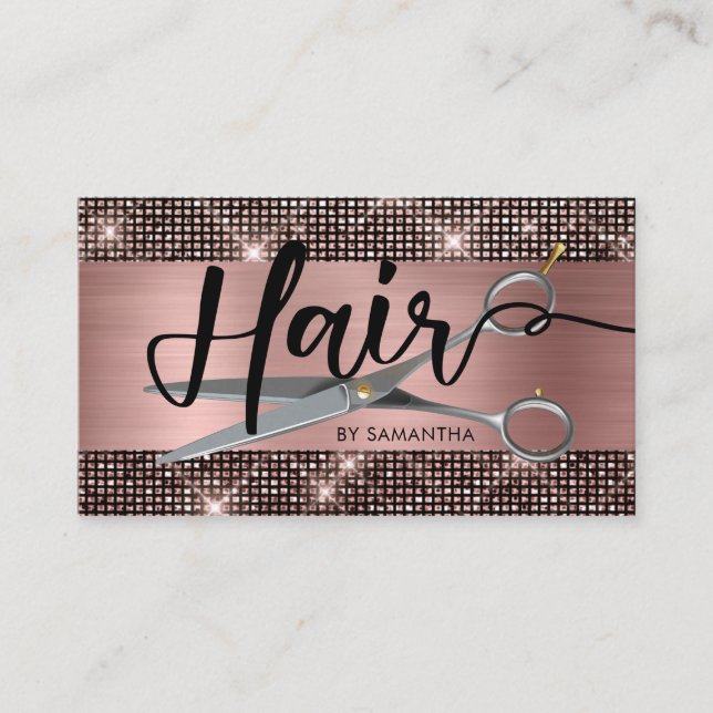 Rose Gold Chic Hairstylist Business Card (Front)
