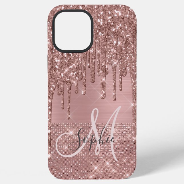 Rose Gold Chic Monogram iPhone Case (Back)