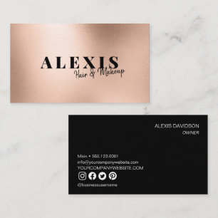 Rose Gold Chic Simple Hair and Makeup Business Card