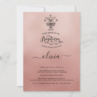 Rose Gold Christening Baptism  Invitation