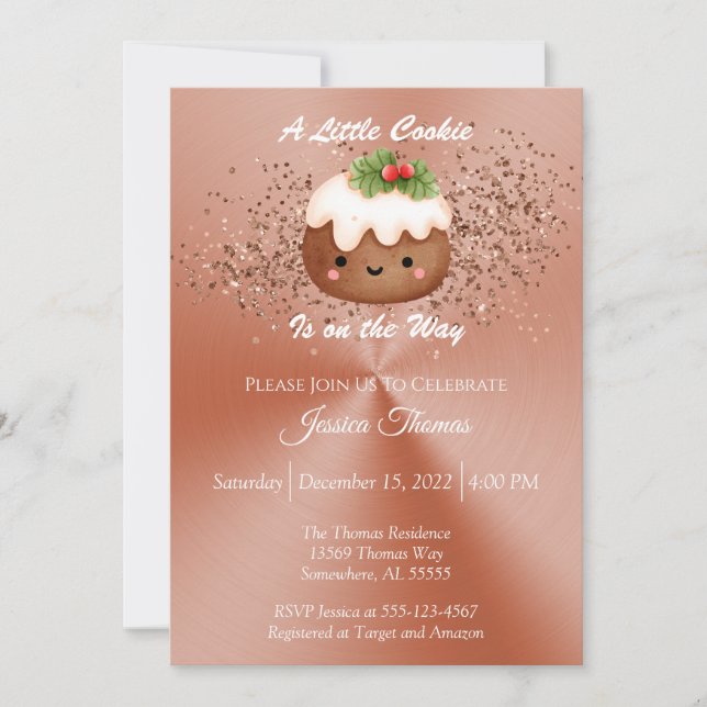 Rose Gold Christmas Cookie Baby Shower Invitation (Front)
