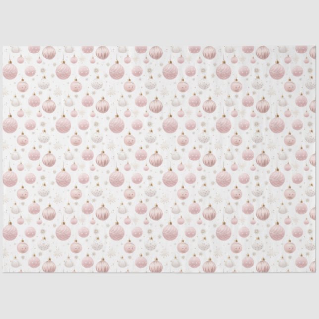Rose Gold Christmas Ornaments Pattern Christmas Tissue Paper (Front)