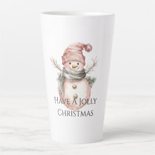 Rose Gold Christmas Snowman Latte Mug