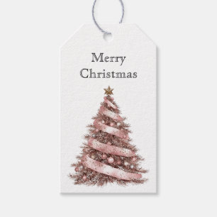 Rose Gold Christmas Tree Gift Tags