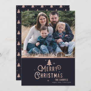 Rose Gold Christmas Tree Holiday Photo Card