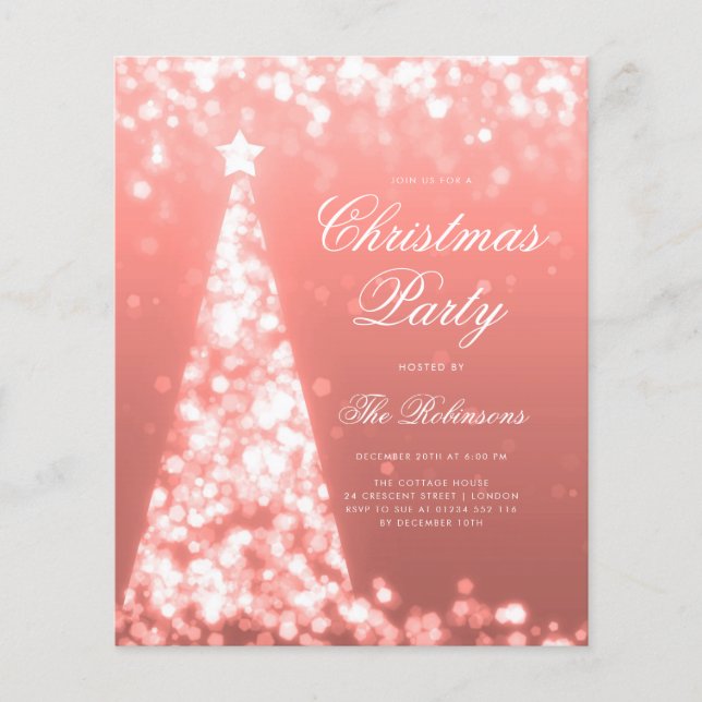Rose Gold Christmas Tree Invite Program Menu (Front)