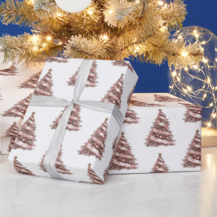 Rose Gold Christmas Tree Wrapping Paper