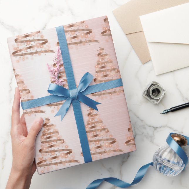 Rose gold christmas tree  wrapping paper (Gifting)