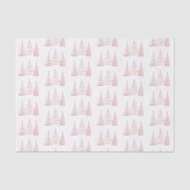 Rose Gold Christmas Trees Tissue Paper (Front)