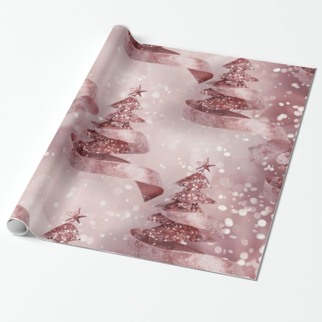 Rose Gold Christmas Wrapping Paper (Unrolled)