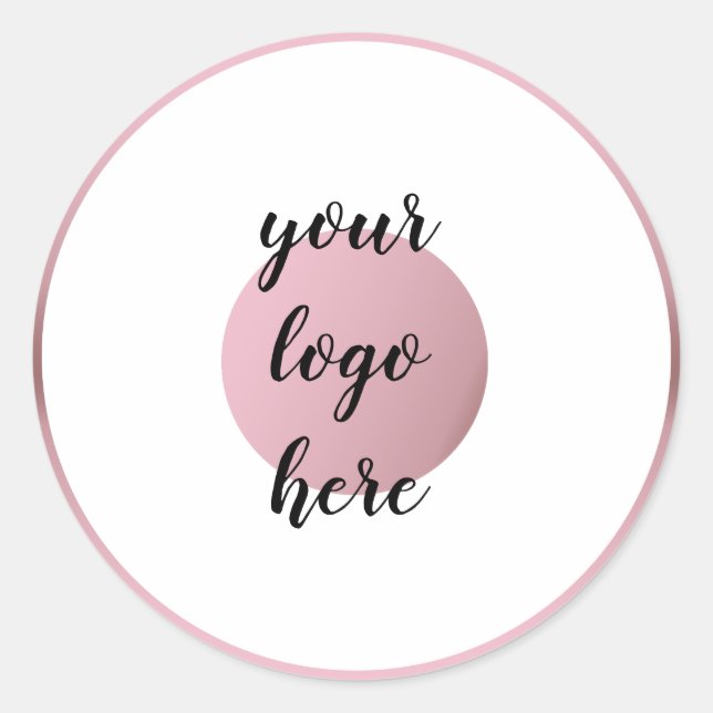 Rose Gold Circle Rings Border Glitter Custom Logo  Classic Round Sticker (Front)