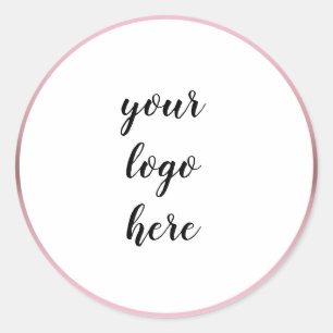 Rose Gold Circle Rings Border Glitter Custom Logo Classic Round Sticker
