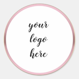 Rose Gold Circle Rings Border Glitter Custom Logo  Classic Round Sticker