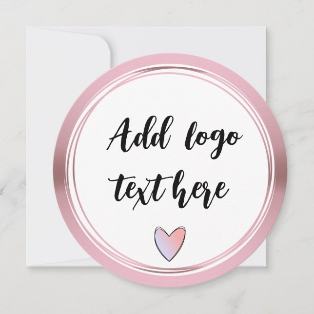 Rose Gold Circle Rings Border Glitter Custom logo Invitation (Front)