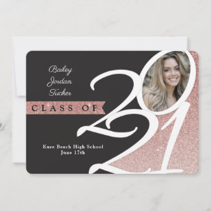 Rose Gold Class of 2021 Photo Graduation Announcement