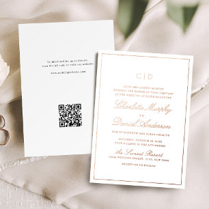 Rose Gold Classic Elegance Script Monogram Wedding