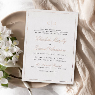 Rose Gold Classic Elegance Script Monogram Wedding