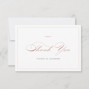 Rose Gold Classic Elegance Script Simple Thank You Card
