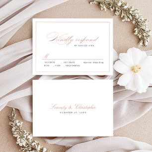 Rose gold Classic Elegance Script Simple wedding RSVP Card