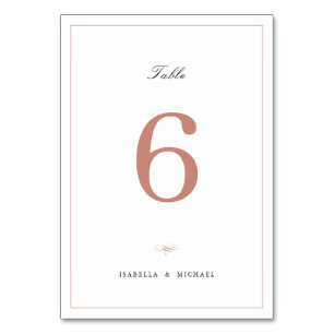 Rose Gold Classic Elegance Script Simple Wedding Table Number