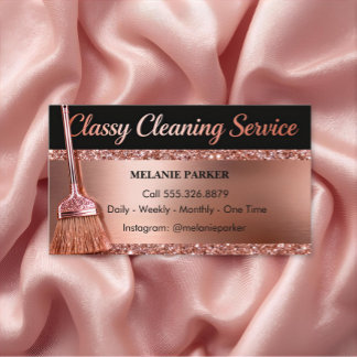 Rose Gold Classy Cleaning Services Business Card