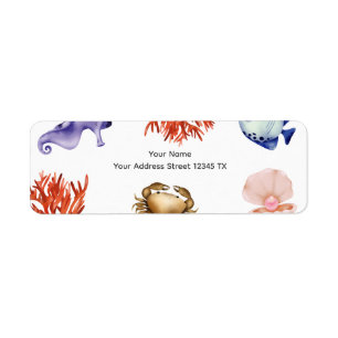 Rose gold Coastal Chic Watercolor Return Address Label